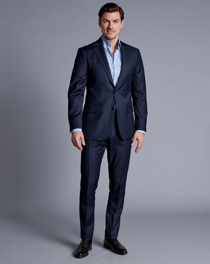 Italian Luxury Textured Suit Jacket - Ink Blue