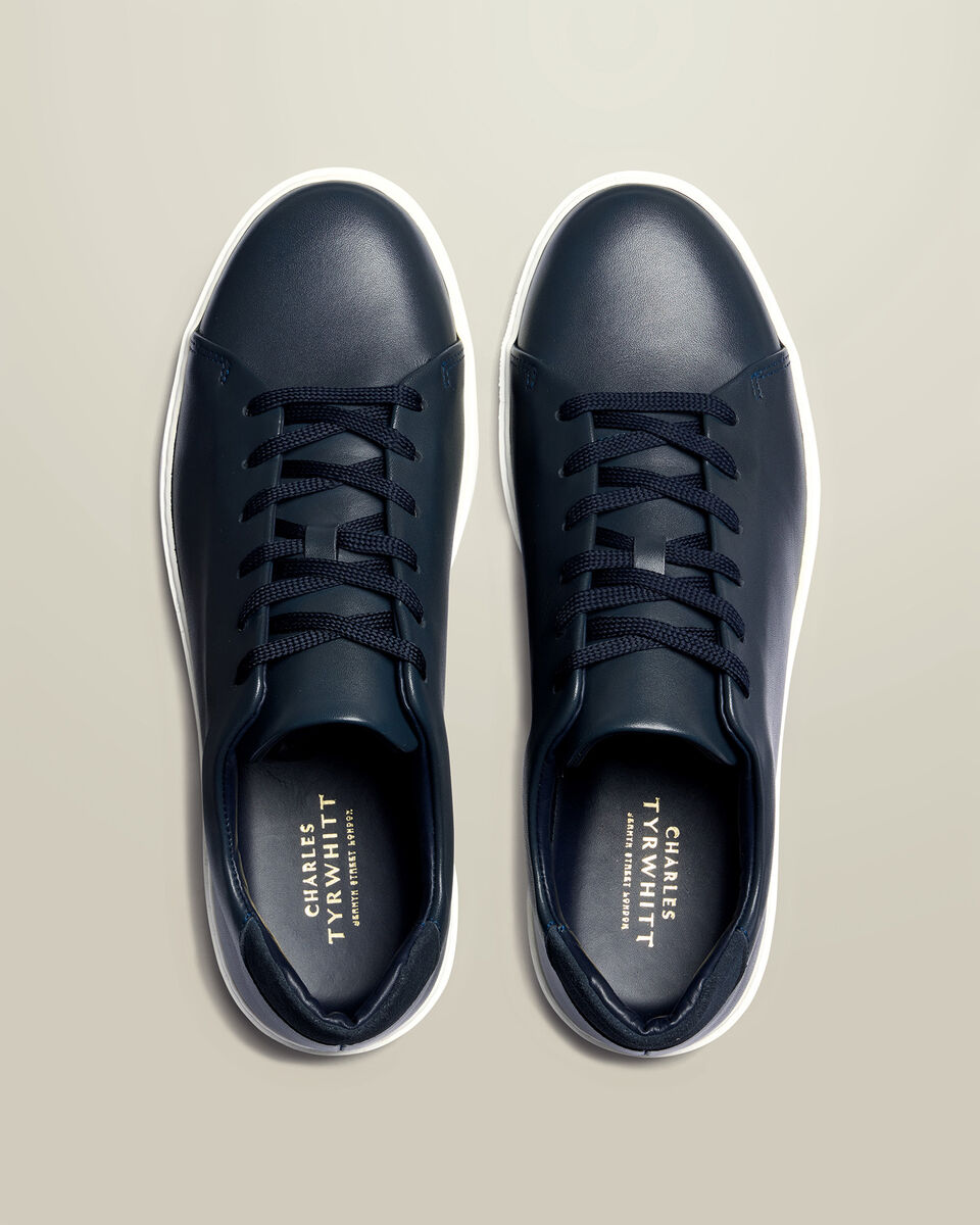 Leather Smart Trainers - Navy