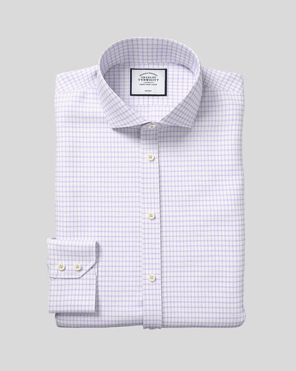 Spread Collar Non-Iron Cotton with TENCEL™ x REFIBRA™ Check Shirt - Lilac