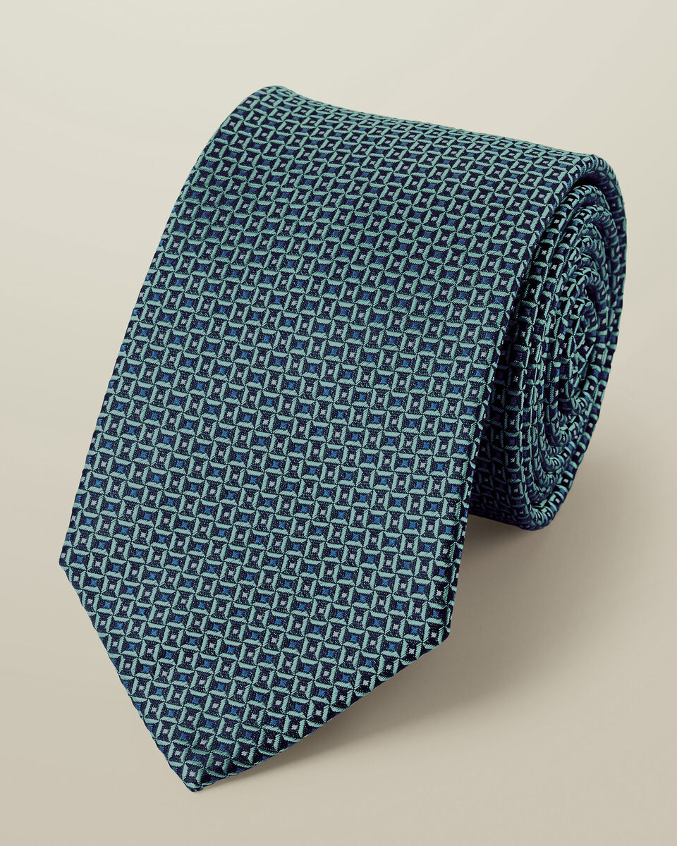 Silk Tie - Navy & Spearmint