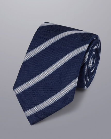 Fine Stripe Silk Tie - French Blue & Sky