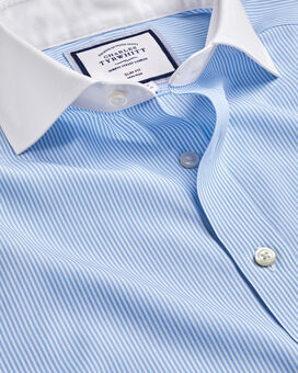 Cutaway Collar Non-Iron Bengal Stripe Winchester Shirt - Sky Blue