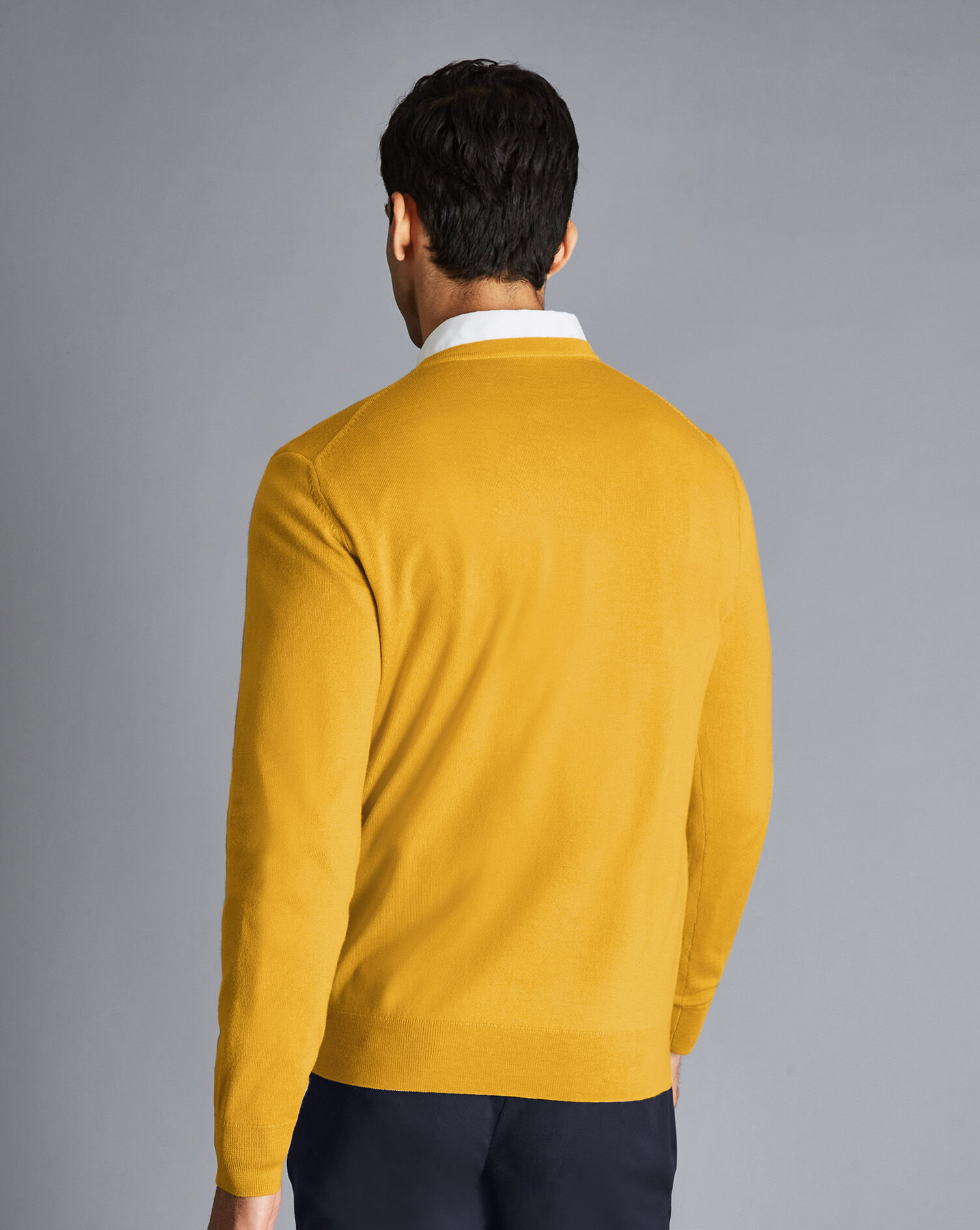 Merino V-Neck Jumper - Dark Yellow 