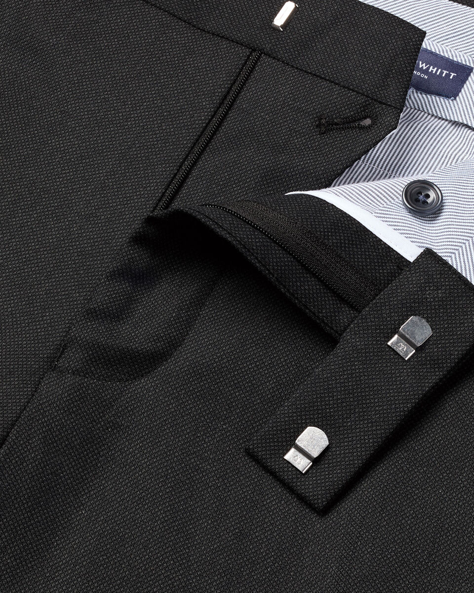 Italian Luxury Birdseye Suit Pants - Charcoal