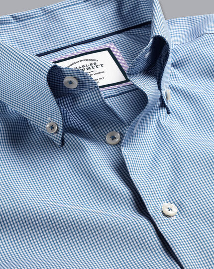 Button-Down Collar Non-Iron Check Shirt - Royal Blue