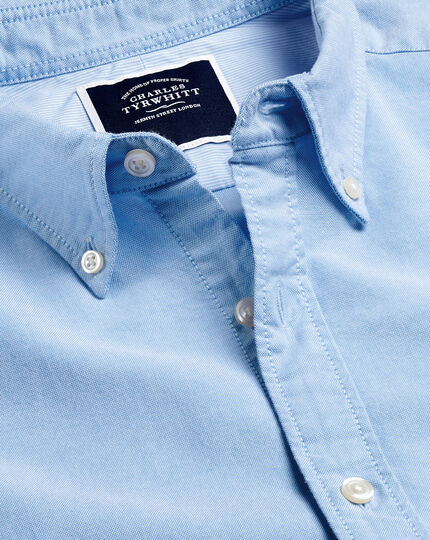 Button-Down Collar Washed Oxford Shirt - Sky Blue