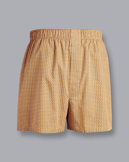 Fish Out of Water Motif Woven Boxers - Orange