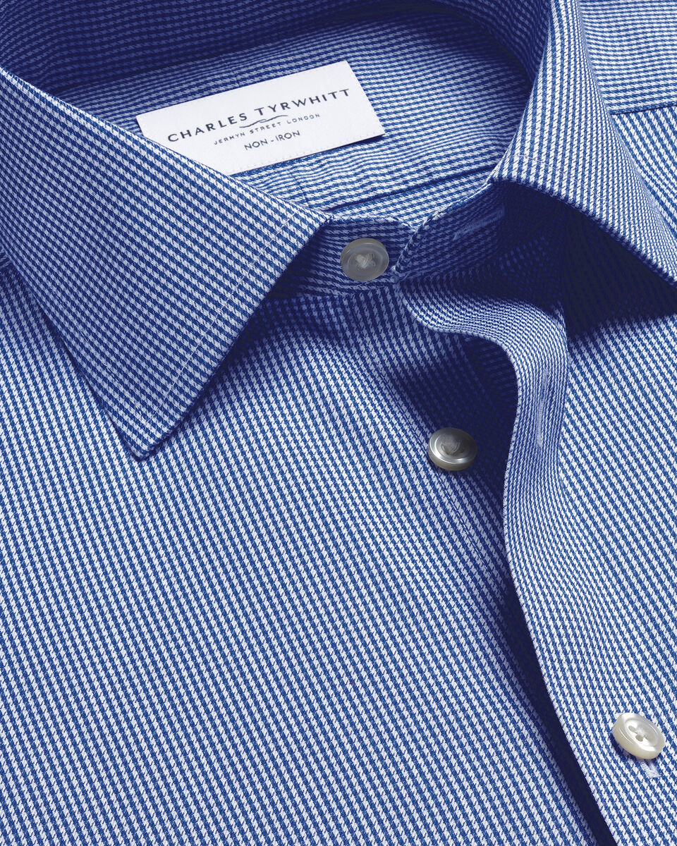 Non-Iron Twill Puppytooth Shirt - Royal Blue