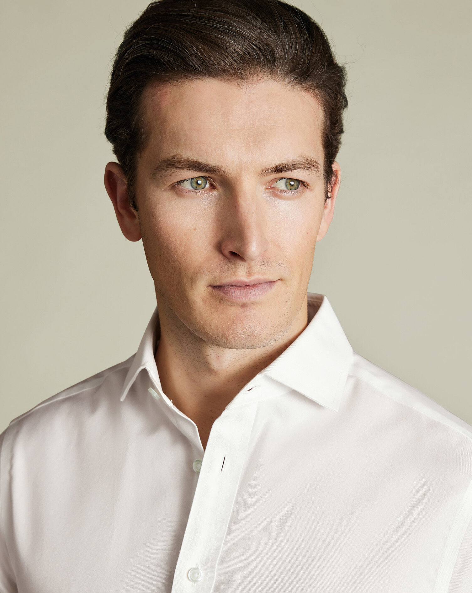 Spread collar Non-Iron Twill Shirt - Ivory