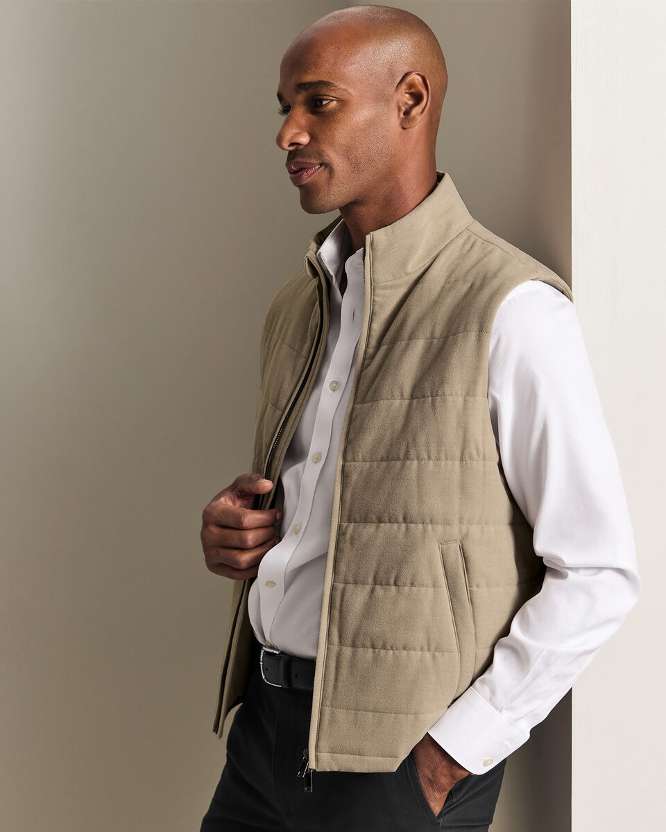 Steppweste aus Flanell&nbsp;- Taupe