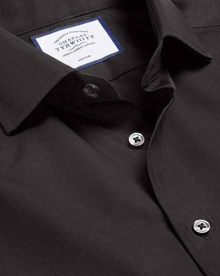 Spread Collar Non-Iron Poplin Shirt - Black