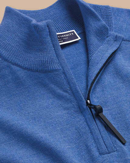 Performance Merino Quarter Zip Sweater - Cornflower Blue