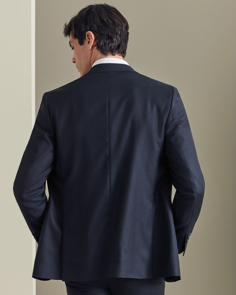 Italian Luxury Birdseye Suit Jacket - Navy