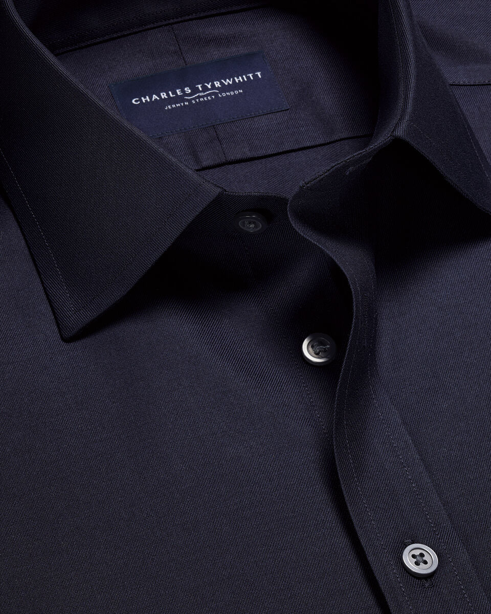 Chemise en serg&eacute; sans repassage - Bleu marine