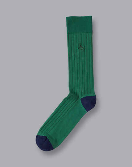 Cotton Rib Socks - Dark Green