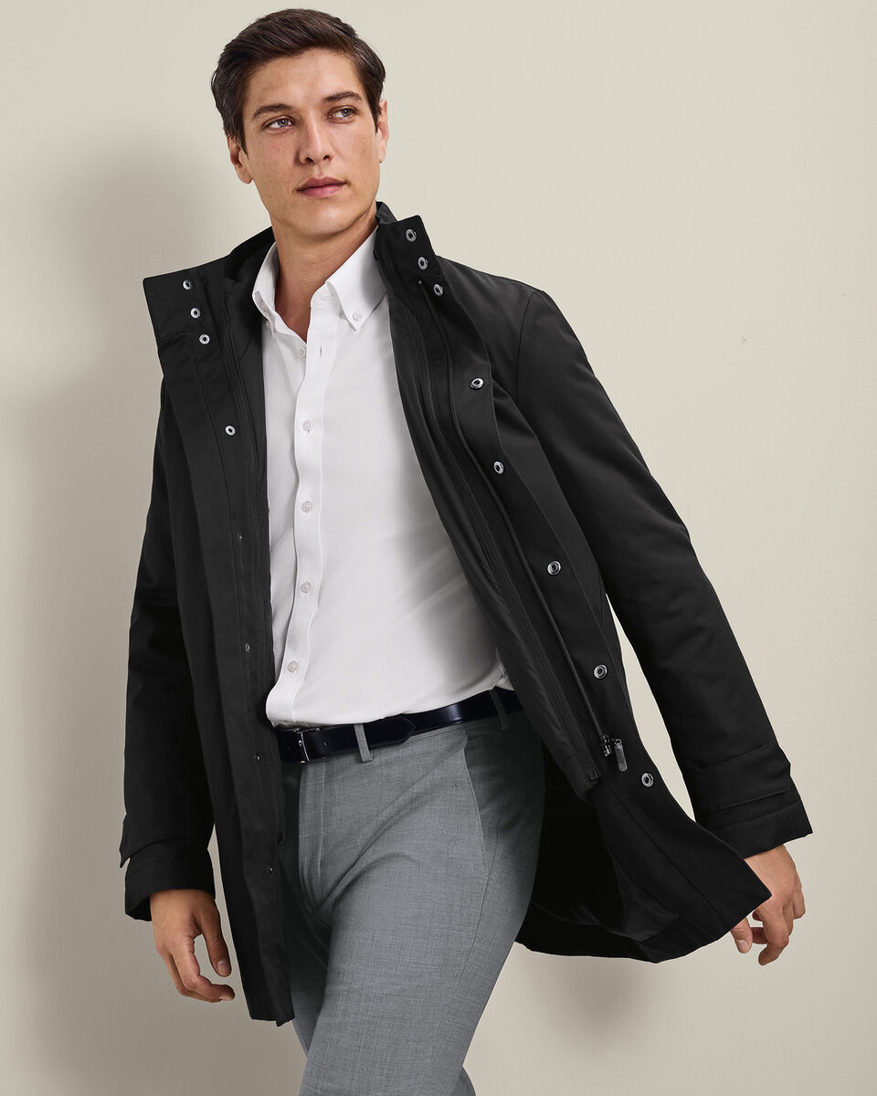 3 in 1 Raincoat with Detachable Gilet - Black