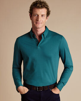 Smart Long Sleeve Jersey Polo - Teal Green