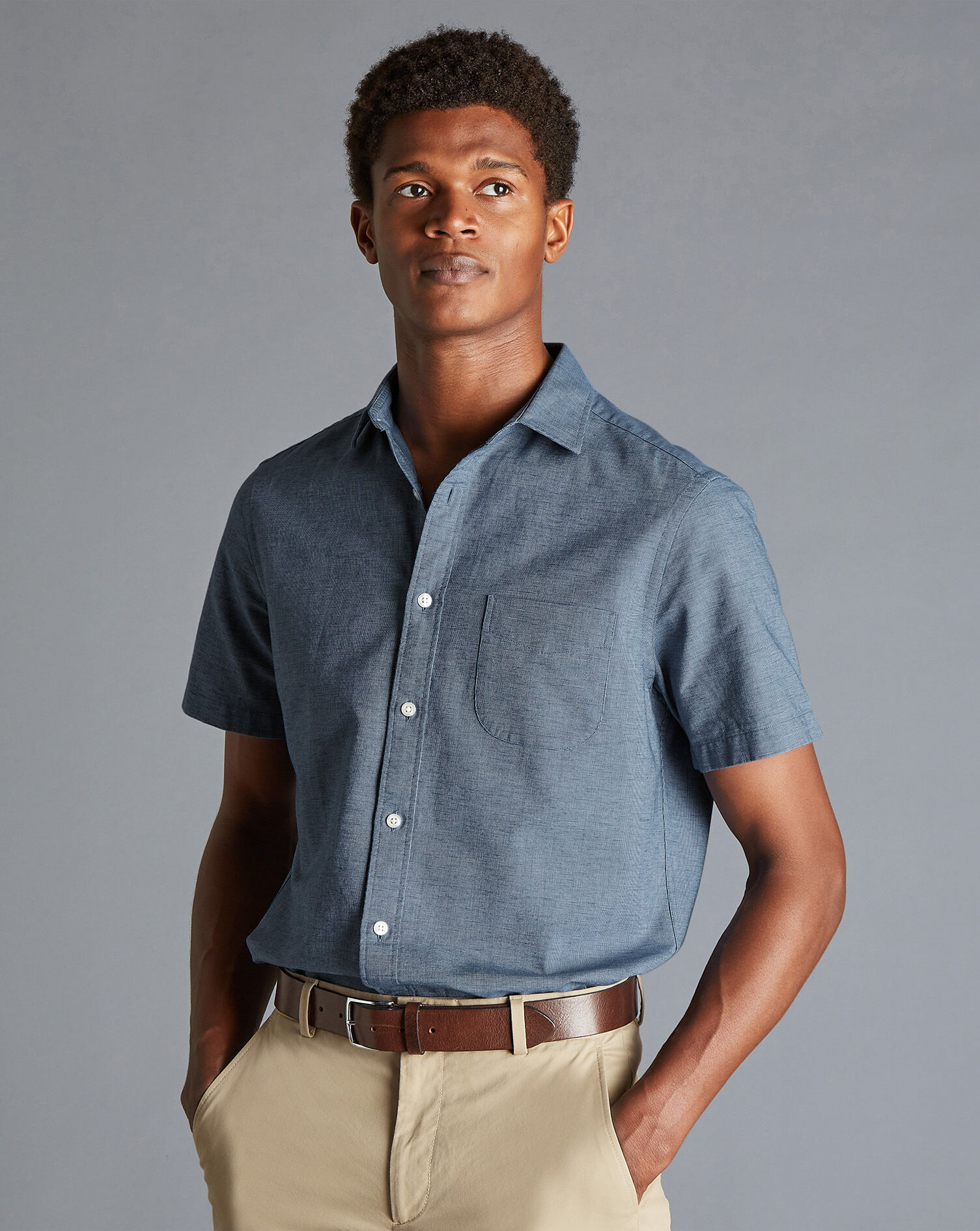 Cotton Linen Oxford Short Sleeve Shirt 