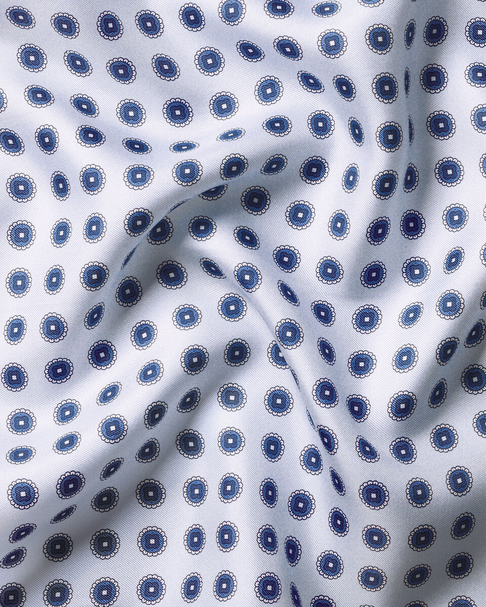 Silk Medallion Print Pocket Square - Light Blue