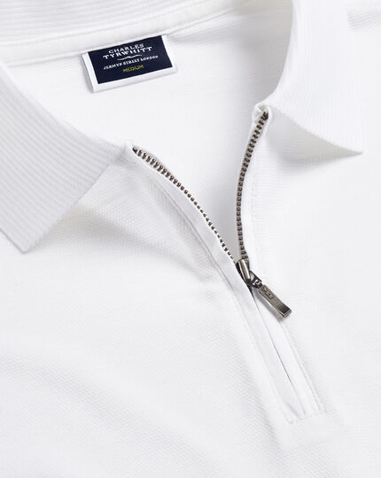 Tyrwhitt Cool Polo mit Reißverschlusskragen - Weiß