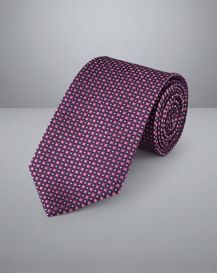 Stain Resistant Patterned Silk Tie - Magenta Pink