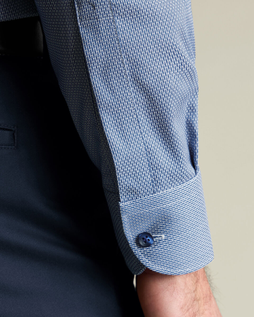 Non-Iron Stretch Texture Shirt - Navy