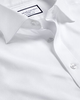 Semi-Cutaway Collar Egyptian Cotton Hudson Weave Shirt - White