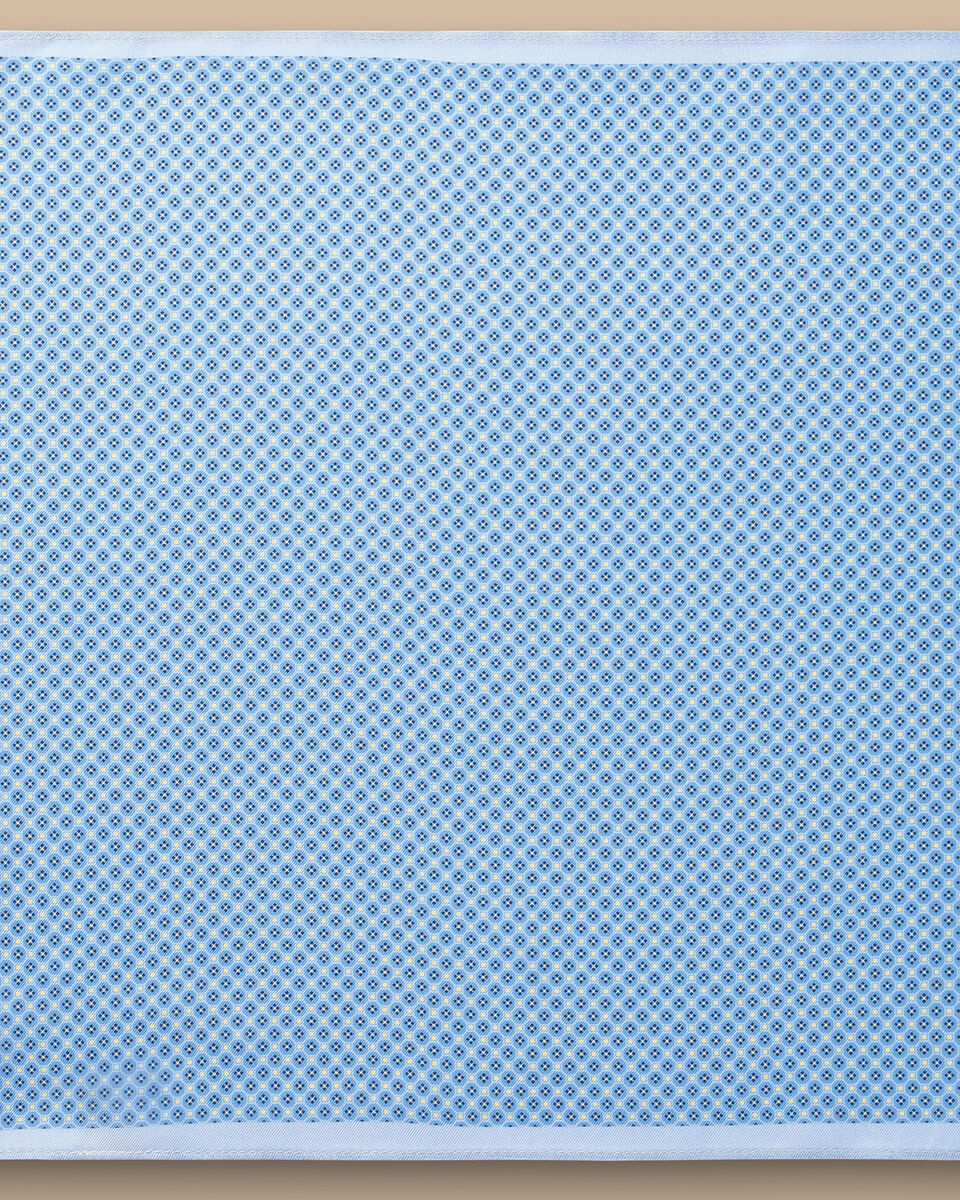 Mini Floral Silk Pocket Square - Cornflower Blue