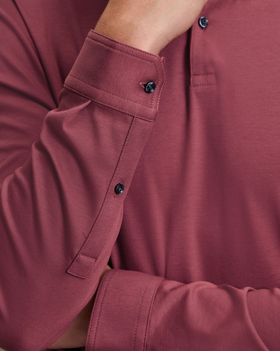 Long Sleeve Smart Cotton Polo - Dark Pink