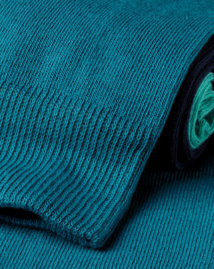 Block Stripe Socks - Teal Green