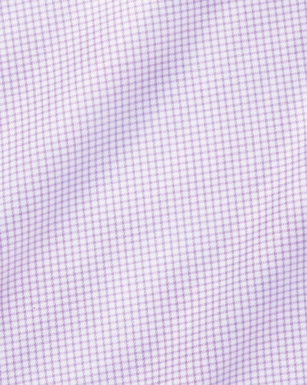 Semi-Cutaway Collar Egyptian Cotton Twill Small Grid Check Shirt - Violet Purple