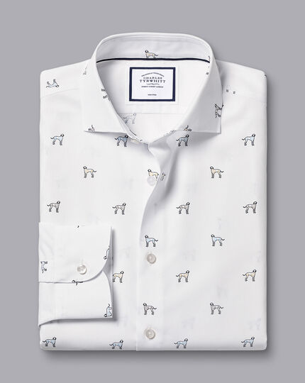 Semi-Cutaway Collar Non-Iron Dalmatian Print Shirt  - Multi