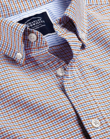 Vorgewaschenes Oxfordhemd mit Button-down-Kragen und Karos - Sonnenblumengelb