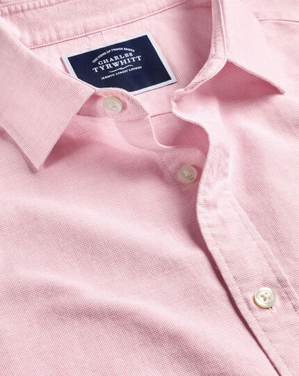 Cotton Linen Short Sleeve Shirt - Light Pink