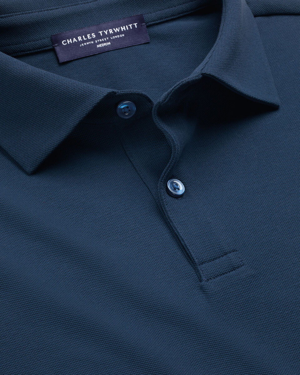 Polo &eacute;l&eacute;gany en piqu&eacute; - Bleu p&eacute;trole