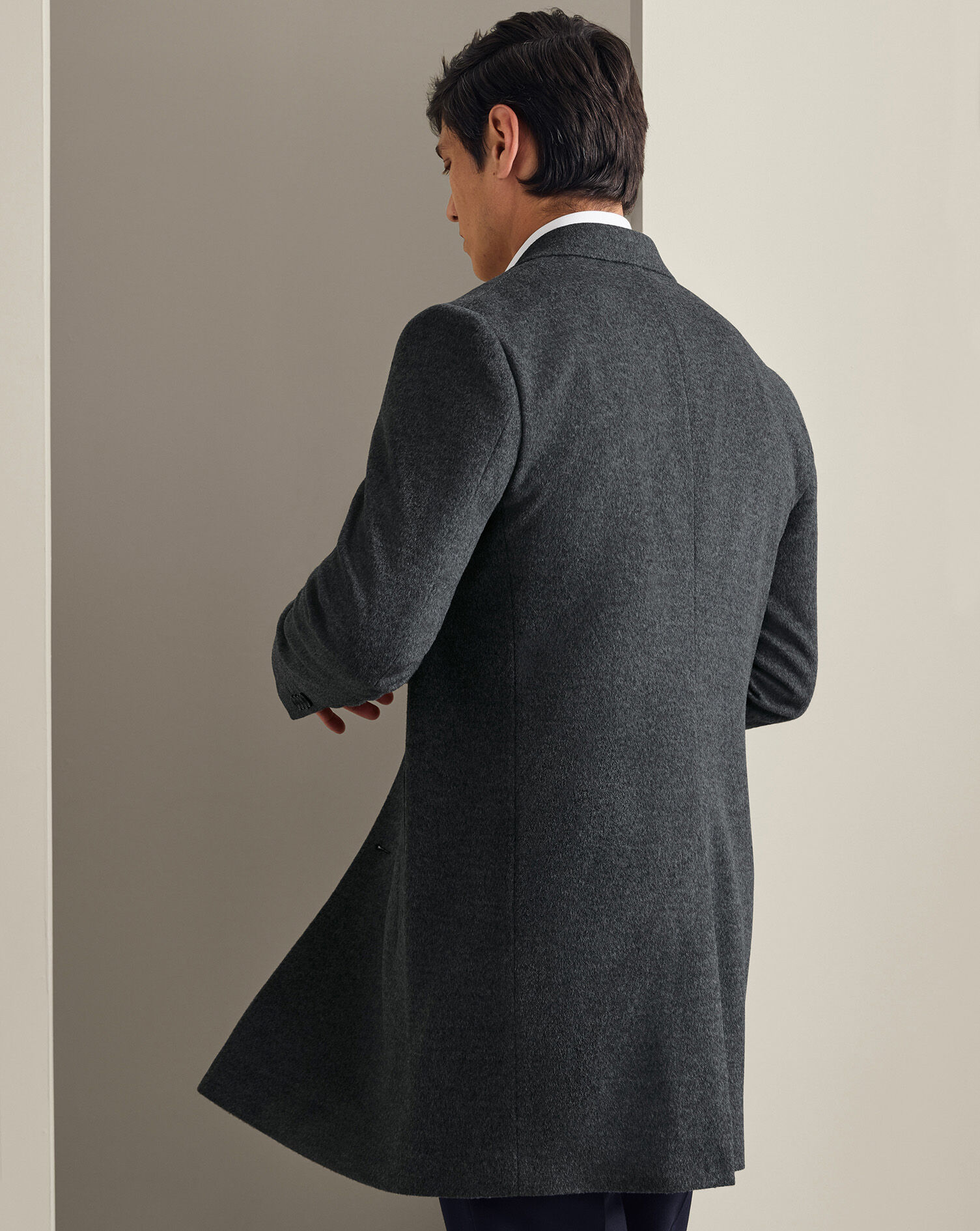 Pure Wool Overcoat - Dark Gray | Charles Tyrwhitt US