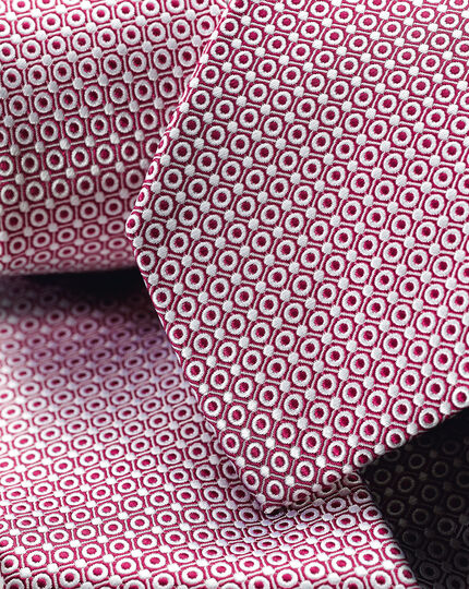 Stain Resistant Silk Tie - Berry & White