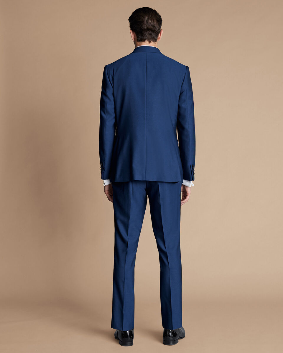 Mens Mini Circle Print Shawl Lapel Tuxedo in Royal Blue