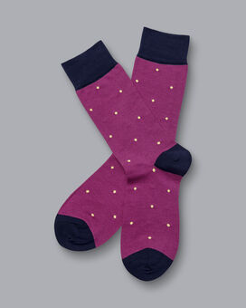 Spot Socks - Dark Pink & Yellow 