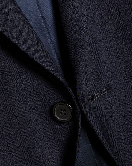 British Luxury Herringbone Suit Jacket - Dark Navy