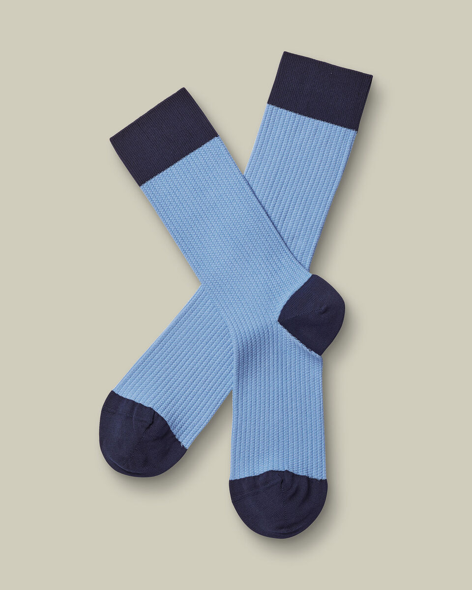 Cotton Textured Socks - Cornflower Blue