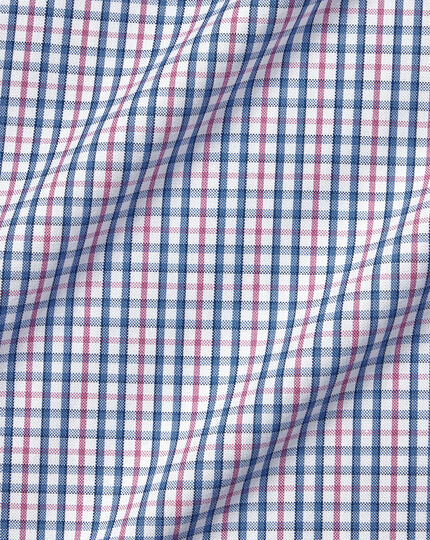 Button-Down Collar Non-Iron Oxford Multi Check Shirt - Dark Pink