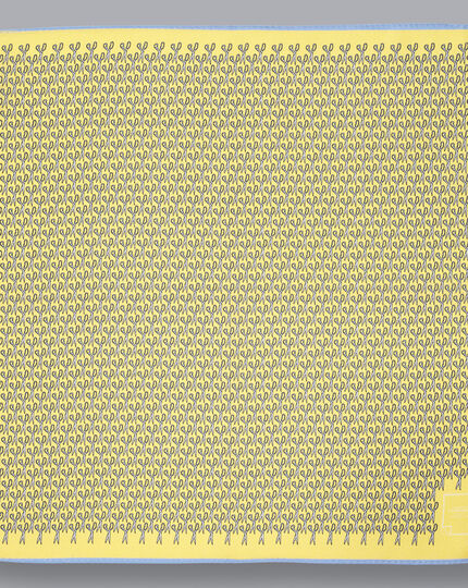 Cutting Corners Motif Silk Pocket Square - Lemon Yellow