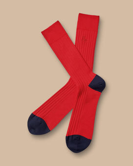 Cotton Rib Socks  - Red