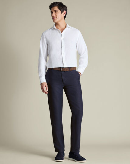 Linen Cotton Chinos &ndash; Navy