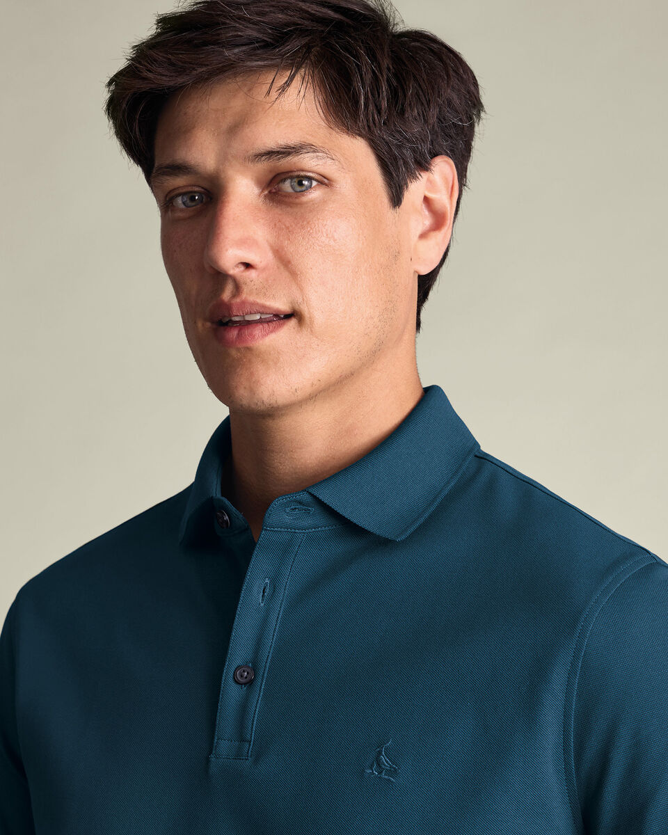 Cotton Stretch Pique Polo - Teal