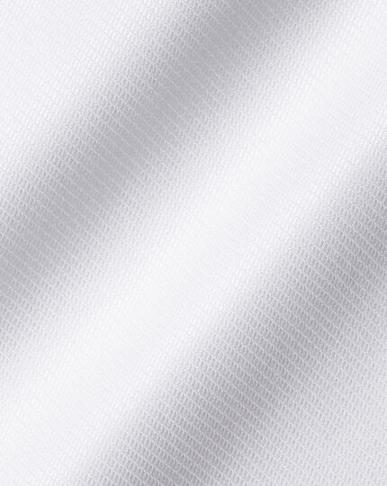 Semi-Cutaway Collar Egyptian Cotton Hampton Weave Shirt - White