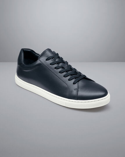 Leather Trainers - Navy