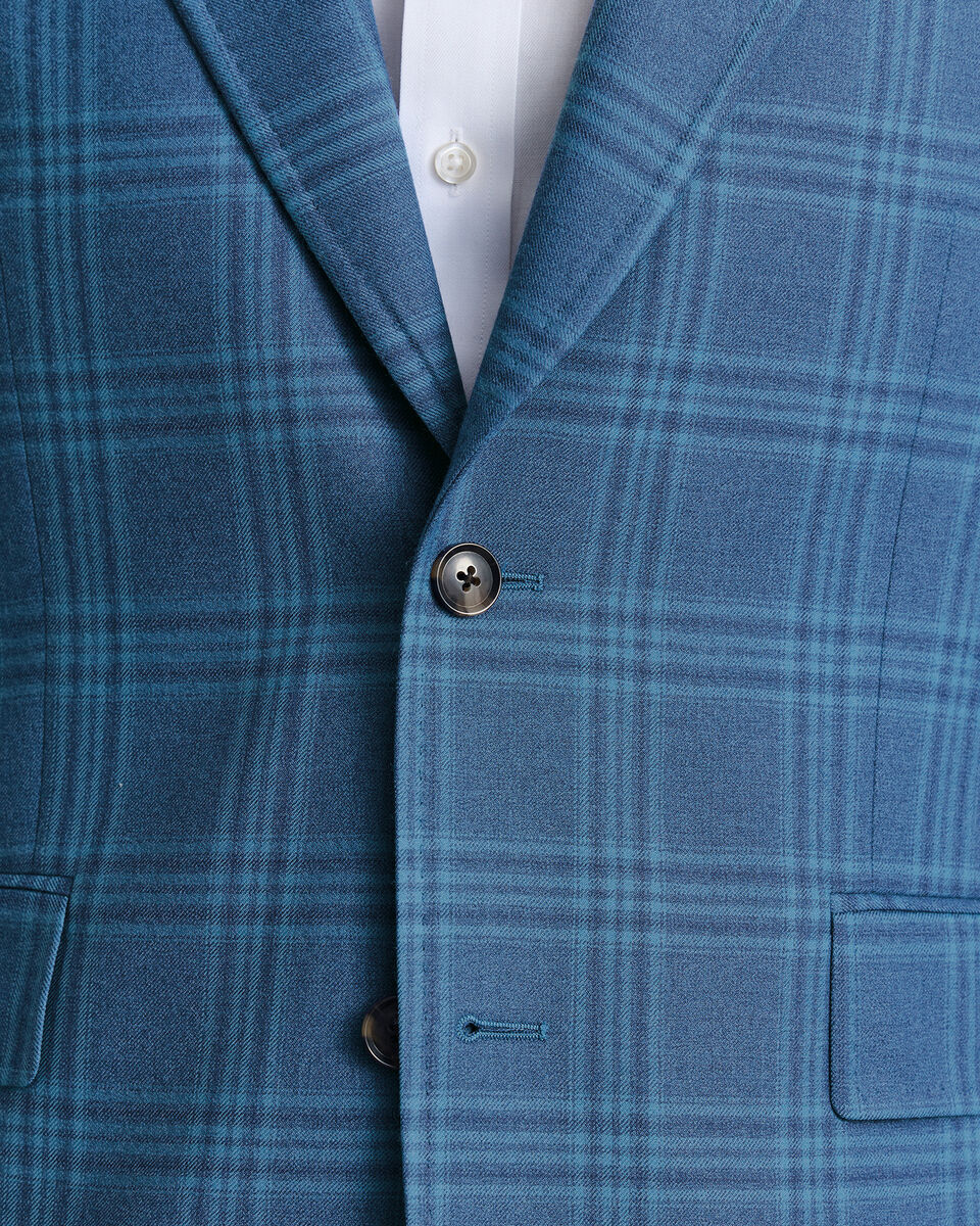 Lightweight Wool Check Jacket - Mid Blue