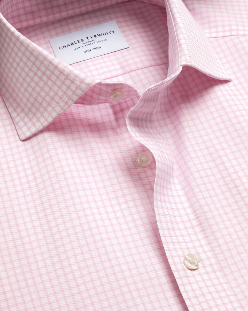 Non-Iron Twill Check Shirt - Pink